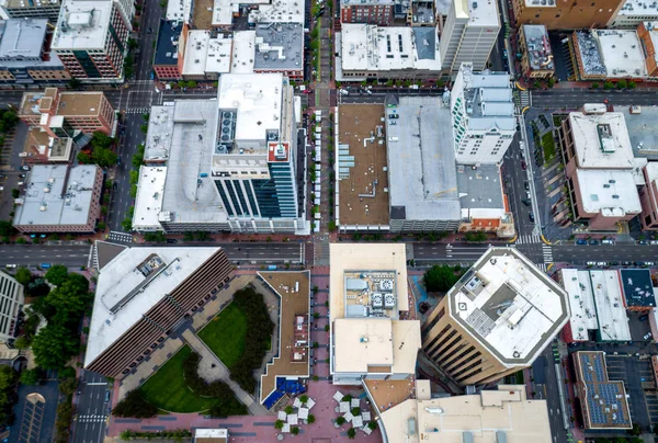 Einzigartige Luftaufnahme der Innenstadt von Boise Stadtplatz — Stockfoto