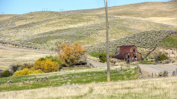Ikonikus Idaho pajta és őszi fák — Stock Fotó
