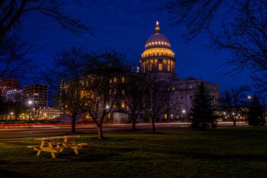 Gece Idaho devlet başkenti ve piknik tezgah