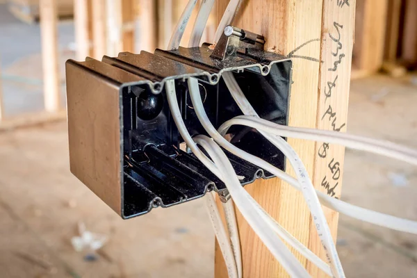 Rough wired electrial outlet box — Stock Photo, Image