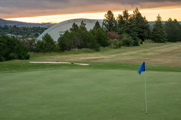 Sunrise Moscow Idaho with golf course and Kibbie dome Royalty Free Stock Images