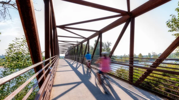 Ejercicio Matutino Toma Bicicletas Camino Pavimentado — Foto de Stock