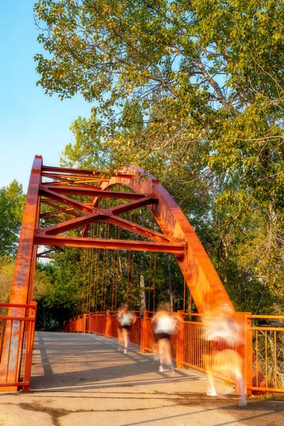 Boise River Puente Movimiento Borroso Corredor Cruza — Foto de Stock