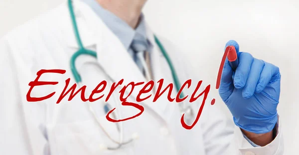 Doctor Hand Writing Marker Emergency Medical Concept — Stock Photo, Image