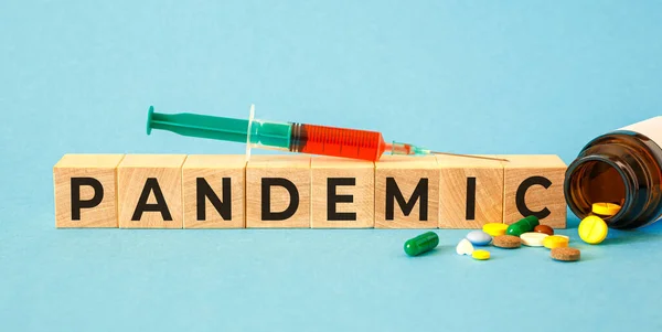 Pandemic Word Written Wood Blocks Medical Concept — Stock Photo, Image