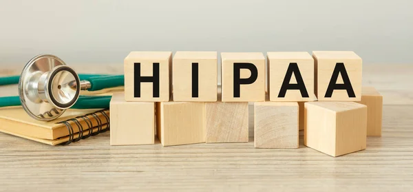 Wooden Block Form Word Hipaa Health Insurance Portability Accountability Act — Stock Photo, Image