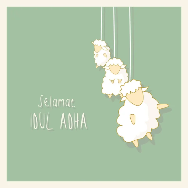 Eid Al Kurban Bayramı şirin koyun Illustration tebrik kartı ve daha birçok için. Kartu ucapan selamat Idul adha. Arapça çeviri: Kurban Bayramı