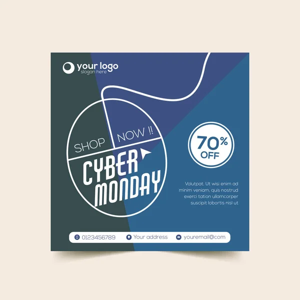 Cyber Monday Banner Square Design Template — Stock Vector