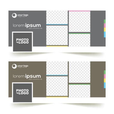 Facebook kapak şablonu metin ve şirket logosu için yer ile renkli vektör çizim