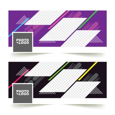 Facebook kapak şablonu metin ve şirket logosu için yer ile renkli vektör çizim