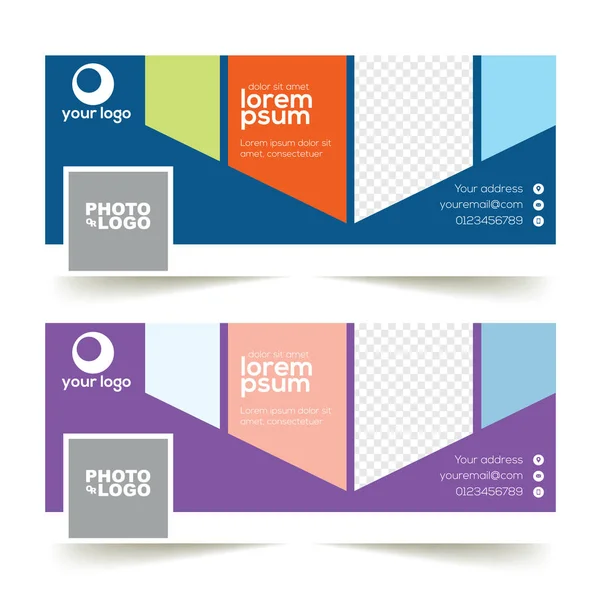 Facebook kapak şablonu metin ve şirket logosu için yer ile renkli vektör çizim