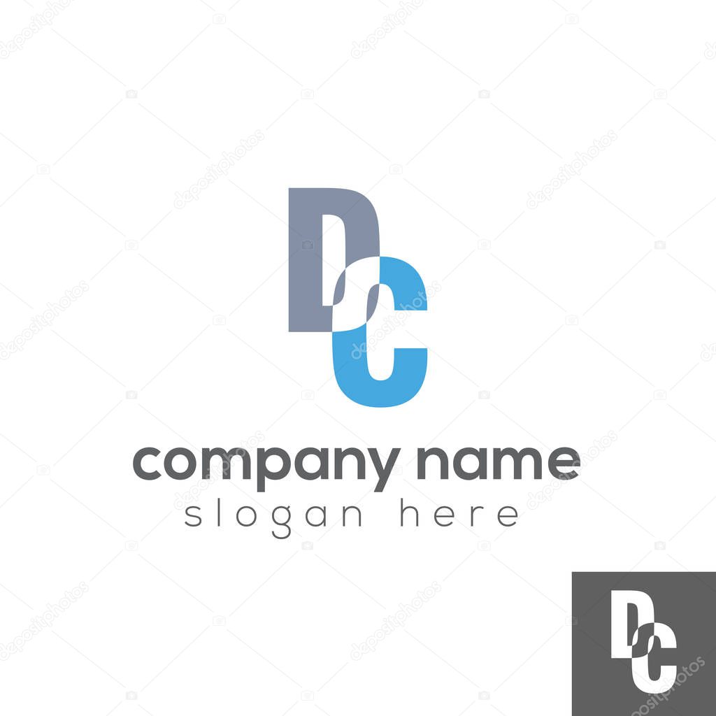 Colorful vector illustration of company logo with letters dc