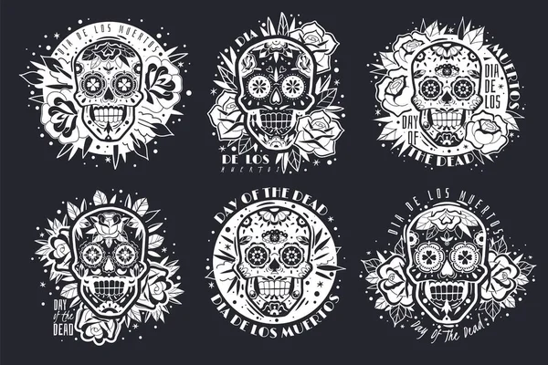 Embleme mexikanischer Totenköpfe — Stockvektor
