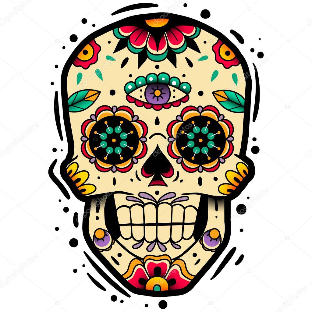 Traditional mexican sugar skull