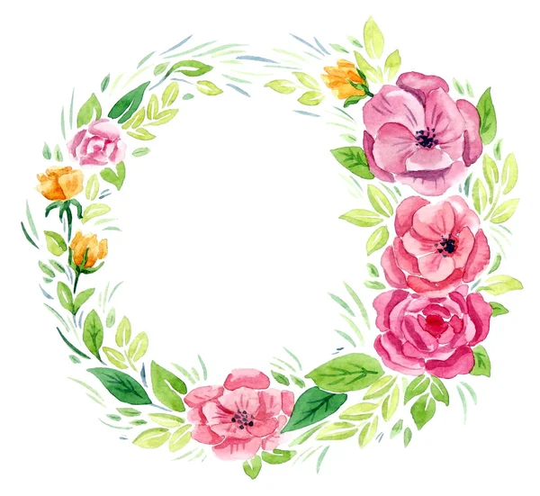 Watercolor wreath flowers handmade
