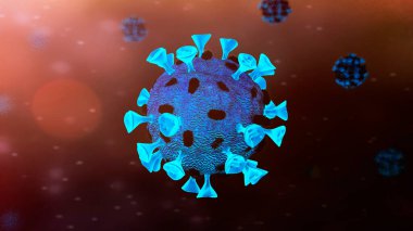 Coronavirus in Parlak Leylak Soyut Arka plan Covid-19 - Viroloji Konsepti 3d Canlandırma