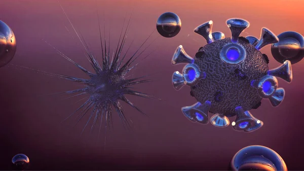 Coronavirus Bright Lilac Abstrakt Bakgrund Covid Virologi Koncept Rendering Animation — Stockfoto