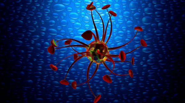 Heldere Covid Met Prachtige Kleuren Highlights Virology Concept Rendering Animation — Stockfoto
