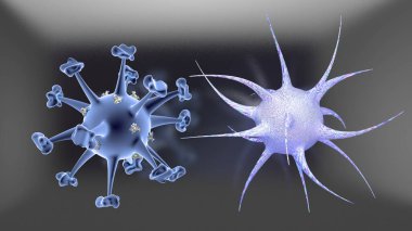 Parlak Covid-19, güzel renkler ve röfleler - Viroloji Konsepti - 3D Hazırlama