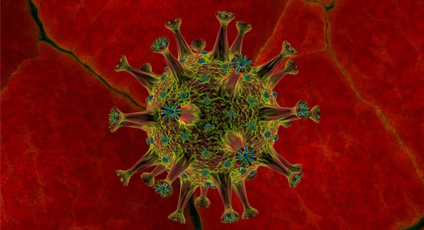 Heldere Covid Met Prachtige Kleuren Highlights Virology Concept Rendering — Stockfoto