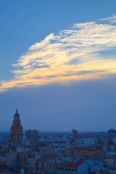 Torre Iluminada Catedral Murcia —  Fotos de Stock