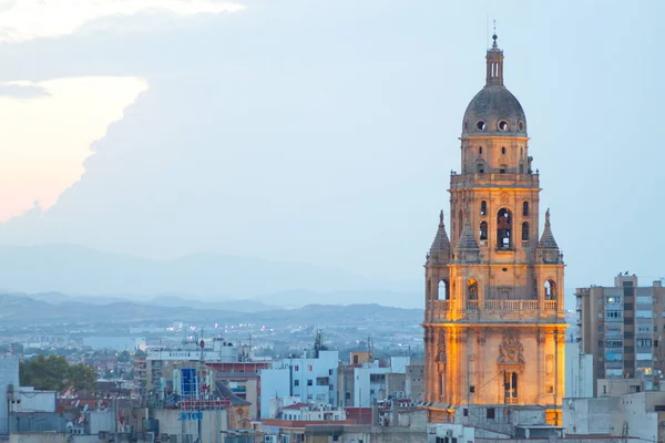 Torre Iluminada Catedral Murcia —  Fotos de Stock