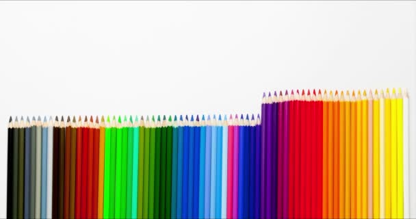 Animated Clip Colored Pencils Adding Moving Shrinking Multicolor Set Row — Stock Video