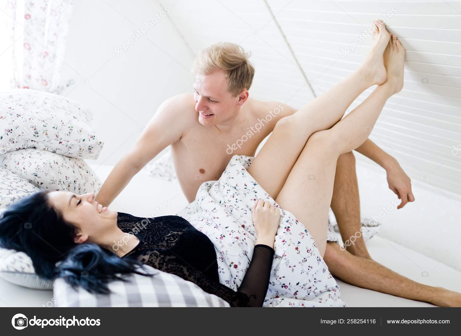 A couple after having sex in bedroom Adult Picture