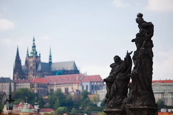 Prague, Czech Republic, 5th. May, 2011 : View on Castle District - Statues — Stock Photo, Image