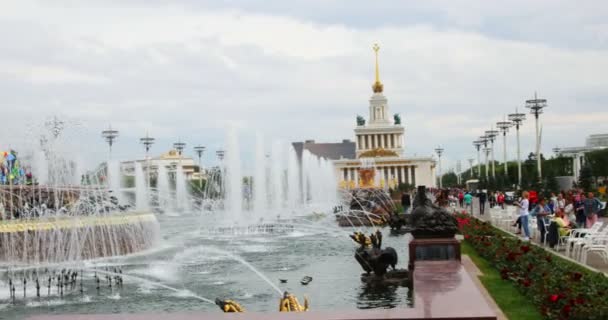 Moscou Rússia Julho 2019 Stone Flower Fountain Industrial Square Vdnkh — Vídeo de Stock