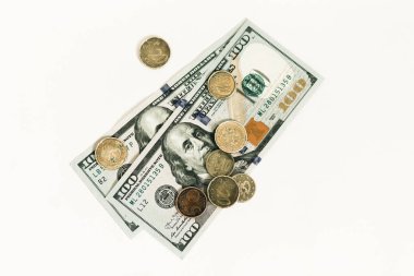 dolar ve sent beyaz zemin üzerine izole