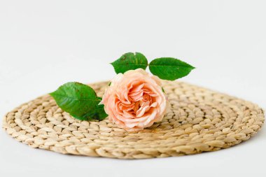 şeftali doğal hasır peçete gül