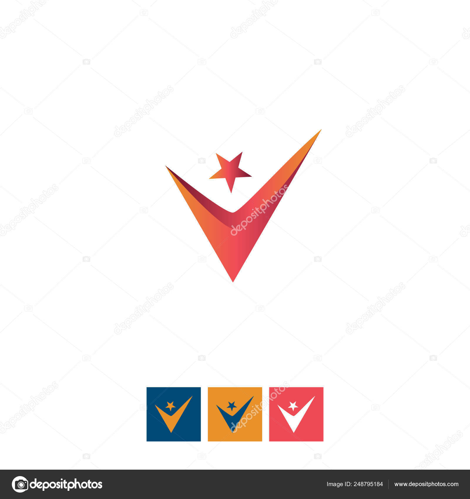 V Star Logo Star Logo Design Stock Vector C Fevzisahinn 248795184