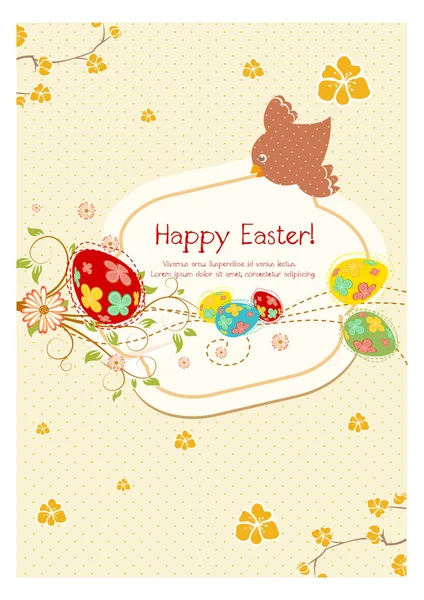 Happy holiday Easter day card vintage egg with flowers vector illustration graphic design