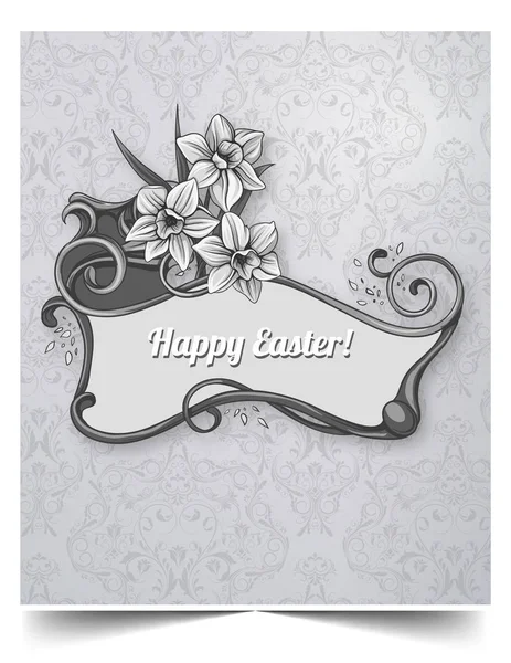 Happy holiday Easter day card vintage egg with flowers vector illustration graphic design