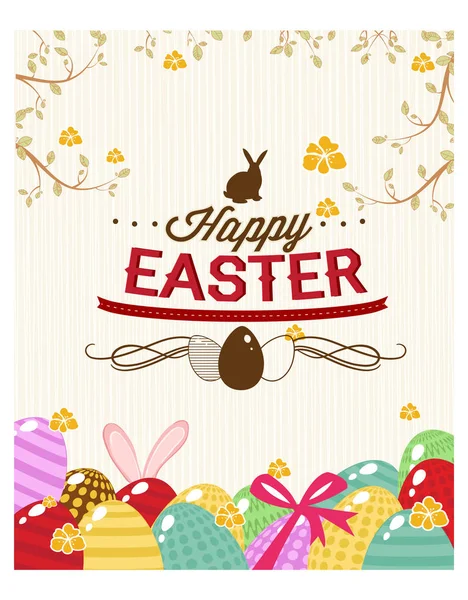 Happy holiday Easter day card vintage egg with flowers vector illustration graphic design