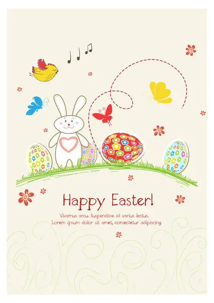 Happy holiday Easter day card vintage egg with flowers vector illustration graphic design