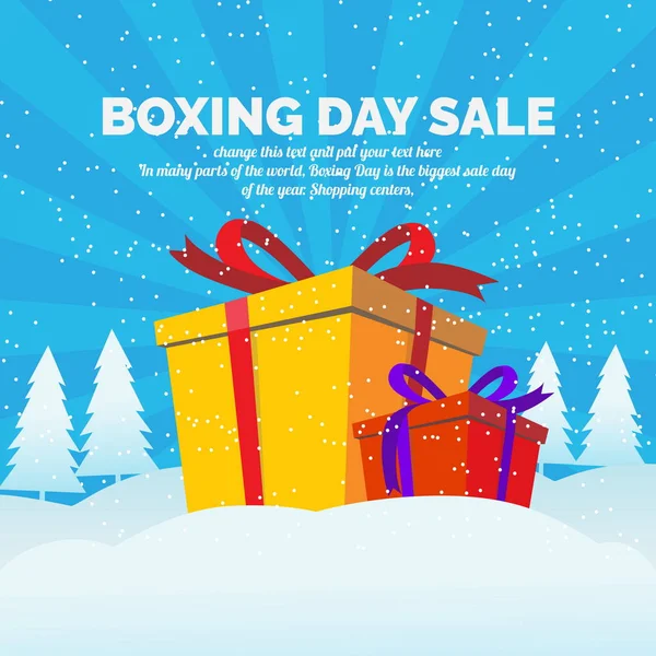 Happy Boxing day sale design with gift boxes , shopping holiday big savings, December 26th