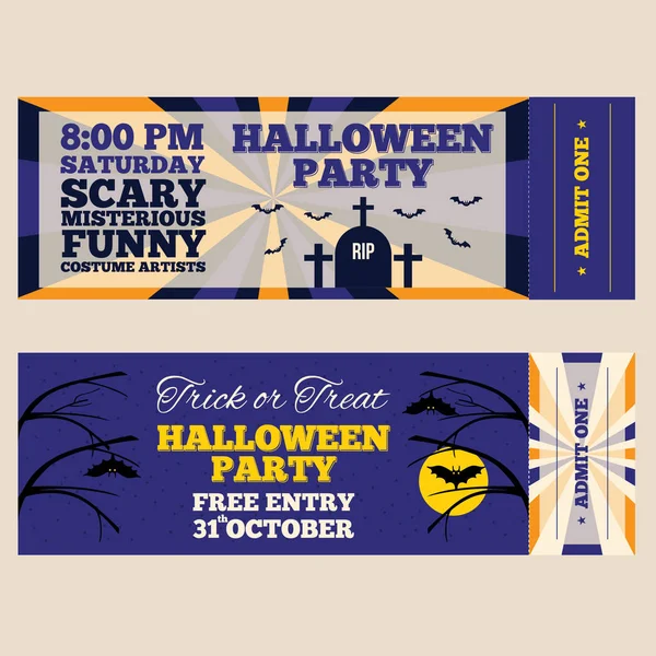 Vintage halloween party invitation ticket pass style card vector template. Great design for halloween party, menu or invitation.
