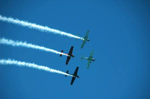 Exposição Aviões Grupo Com Trilha Fumaça — Fotografia de Stock