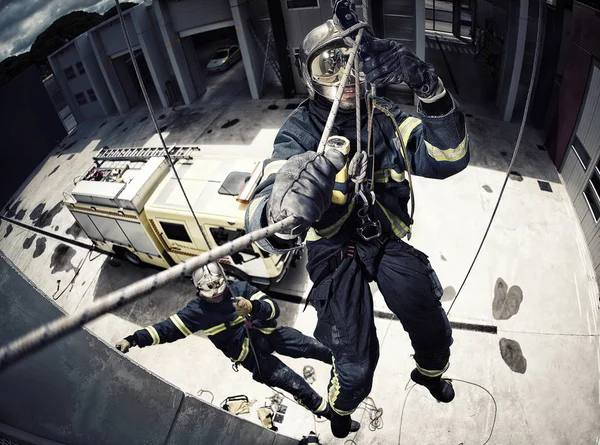 Firefighter Height Practices — Stock Photo, Image