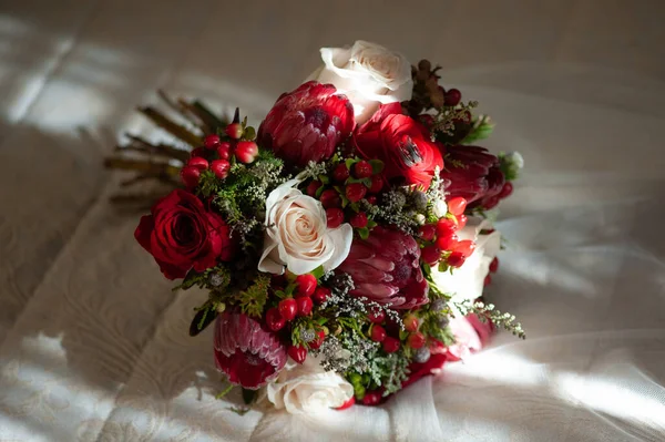 Magnifique Bouquet Fleurs Mariage — Photo