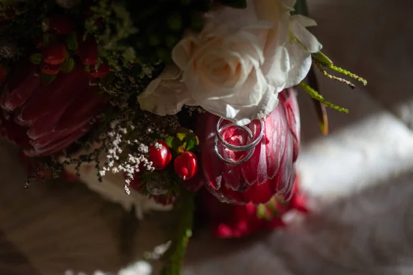 Magnifique Bouquet Fleurs Mariage — Photo
