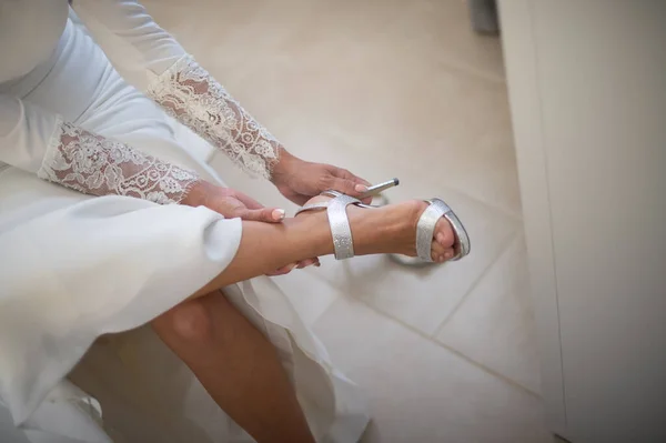 Гарне Жіноче Взуття Ідеально Підходить Весіль — стокове фото