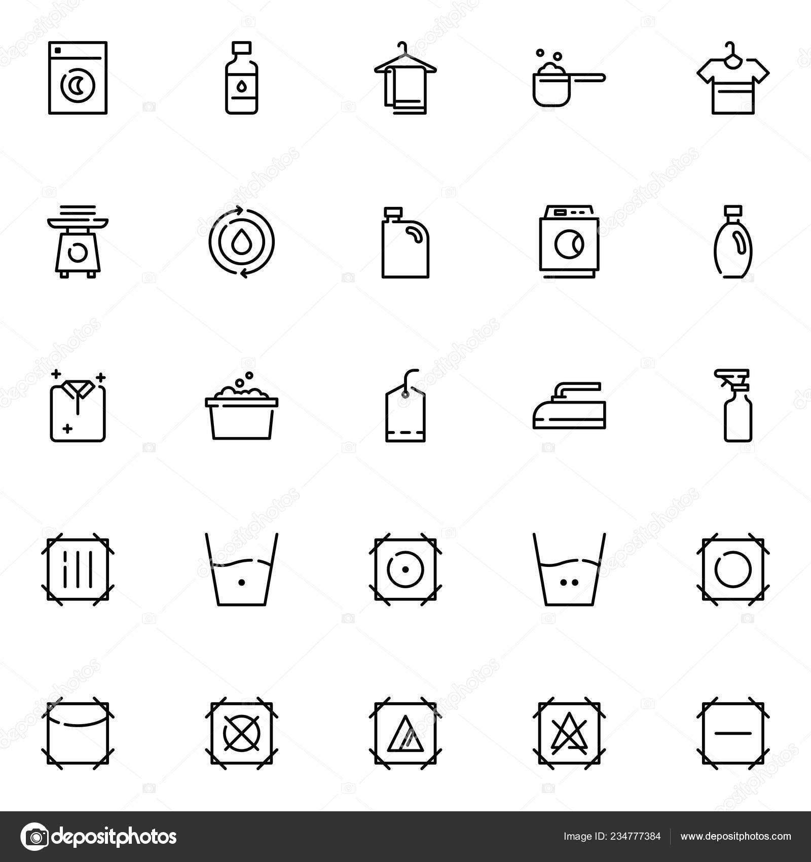 Lavanderia Ícones Pack Coleção Símbolos Isolados imagem vetorial de