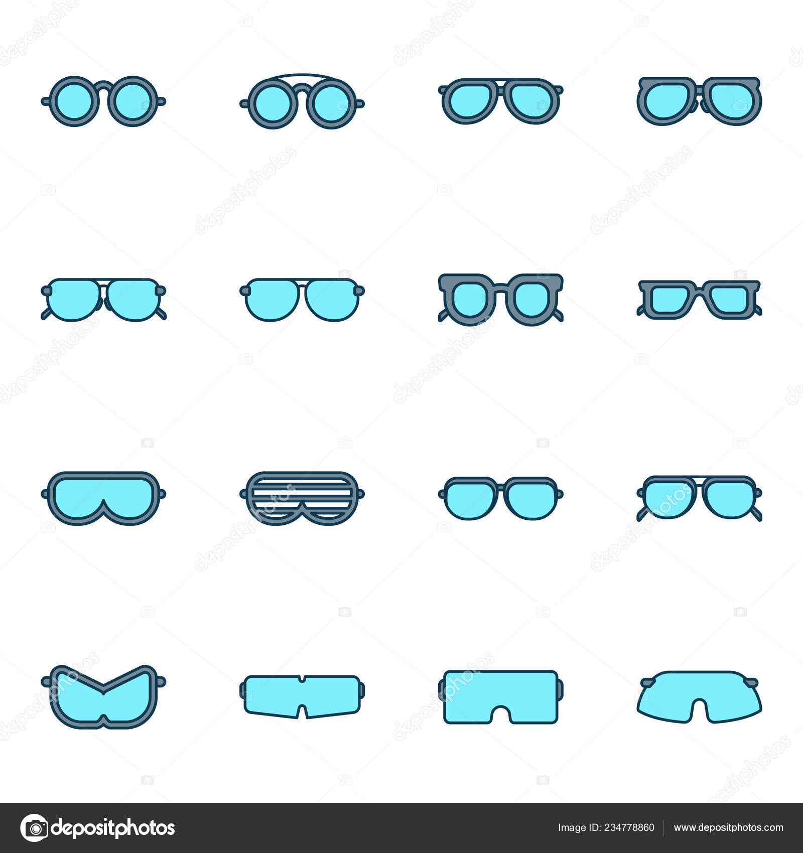 Sunglasses Icons Pack Isolated Symbols Collection Stock Vector by ©ware
