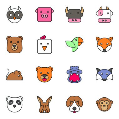 Hayvan simgeleri paketi. Ayrı semboller koleksiyonu. 