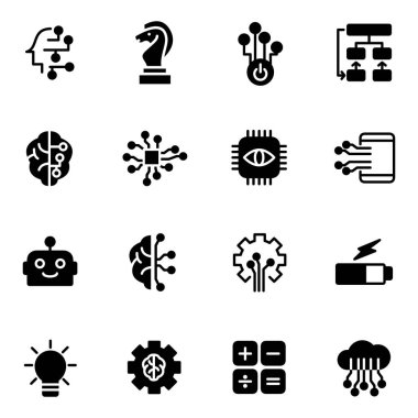 Yapay Zeka simgeleri paketi. Ayrı semboller koleksiyonu. 