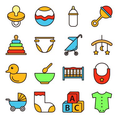 Bebek ikonları paketi. Ayrı semboller koleksiyonu. 
