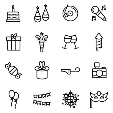 Doğum günü partisi ikonları. Ayrı semboller koleksiyonu